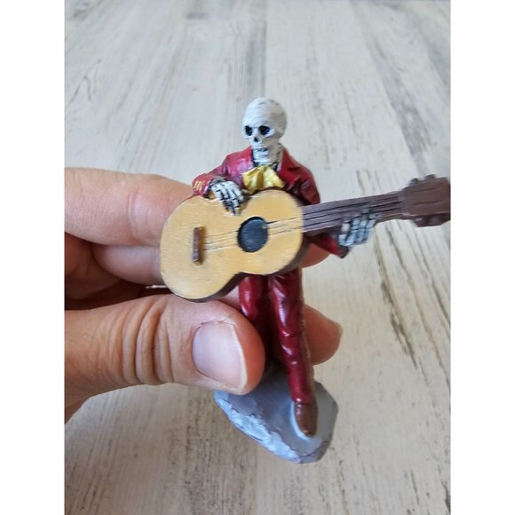 Lemax skeleton band musical drinking‎ people accessory Halloween set guitar - Picture 9 of 11
